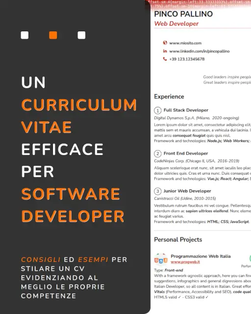 Un esempio di Curriculum Vitae efficace per trovare lavoro come software developer